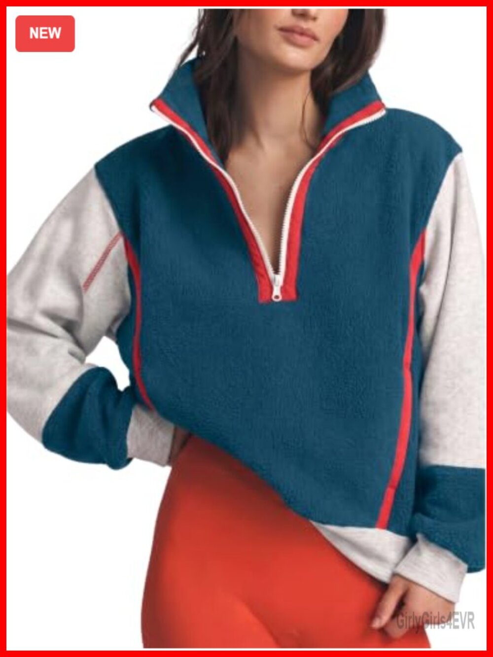 Women's Quarter Zip Fleece Sweatshirt Long Sleeve Pullover Top